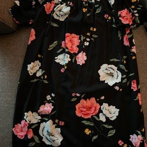 Old Navy Black Dress with Pink and White Floral Pattern